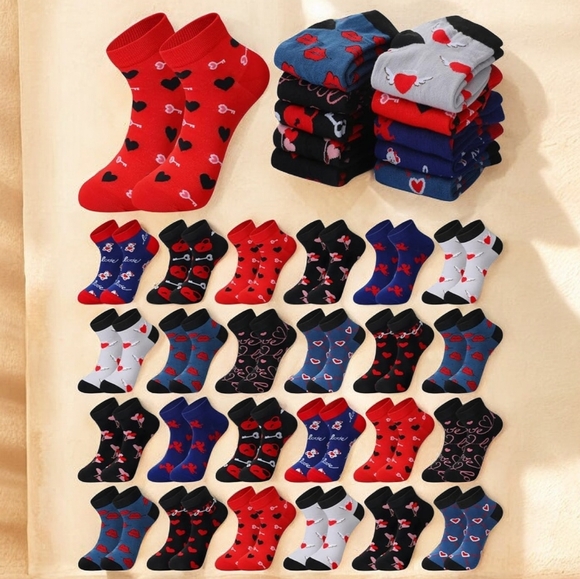 Assorted Heart and Love Patterned Socks - Unisex - New - Picture 3 of 3